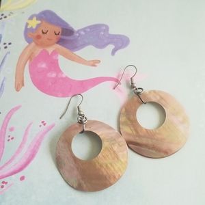 Mother of pearl hoop dangling earrings